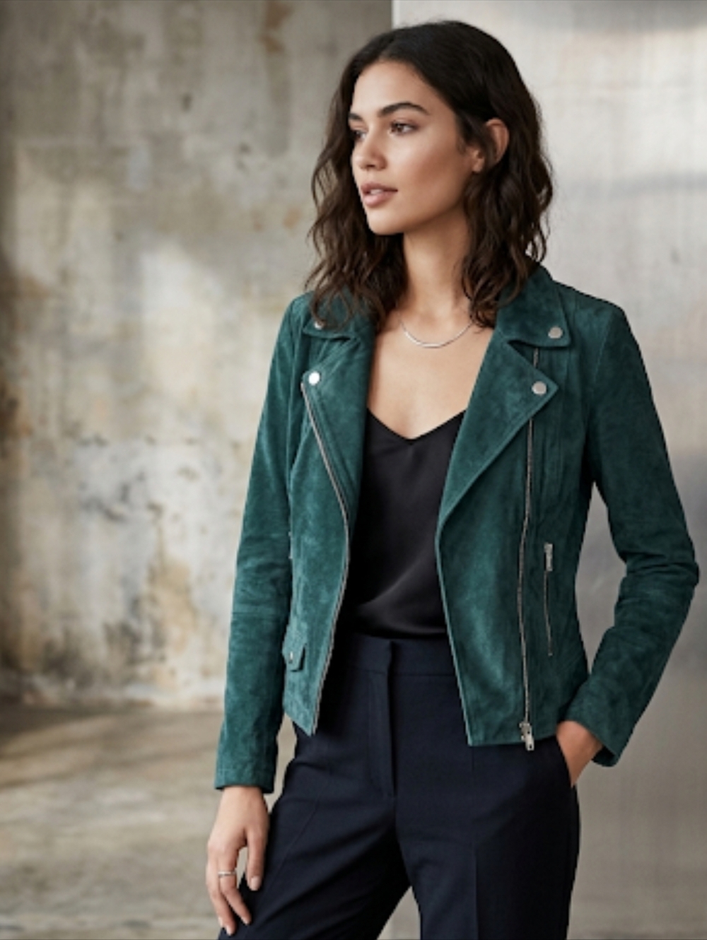 ZARA Cropped Biker Motorcycle Style Leather Suede Jacket Women's Size XS